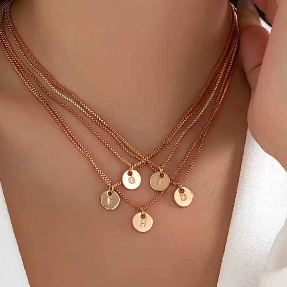 NWOT Gold Initial Engraved Necklace - Picture 3 of 3